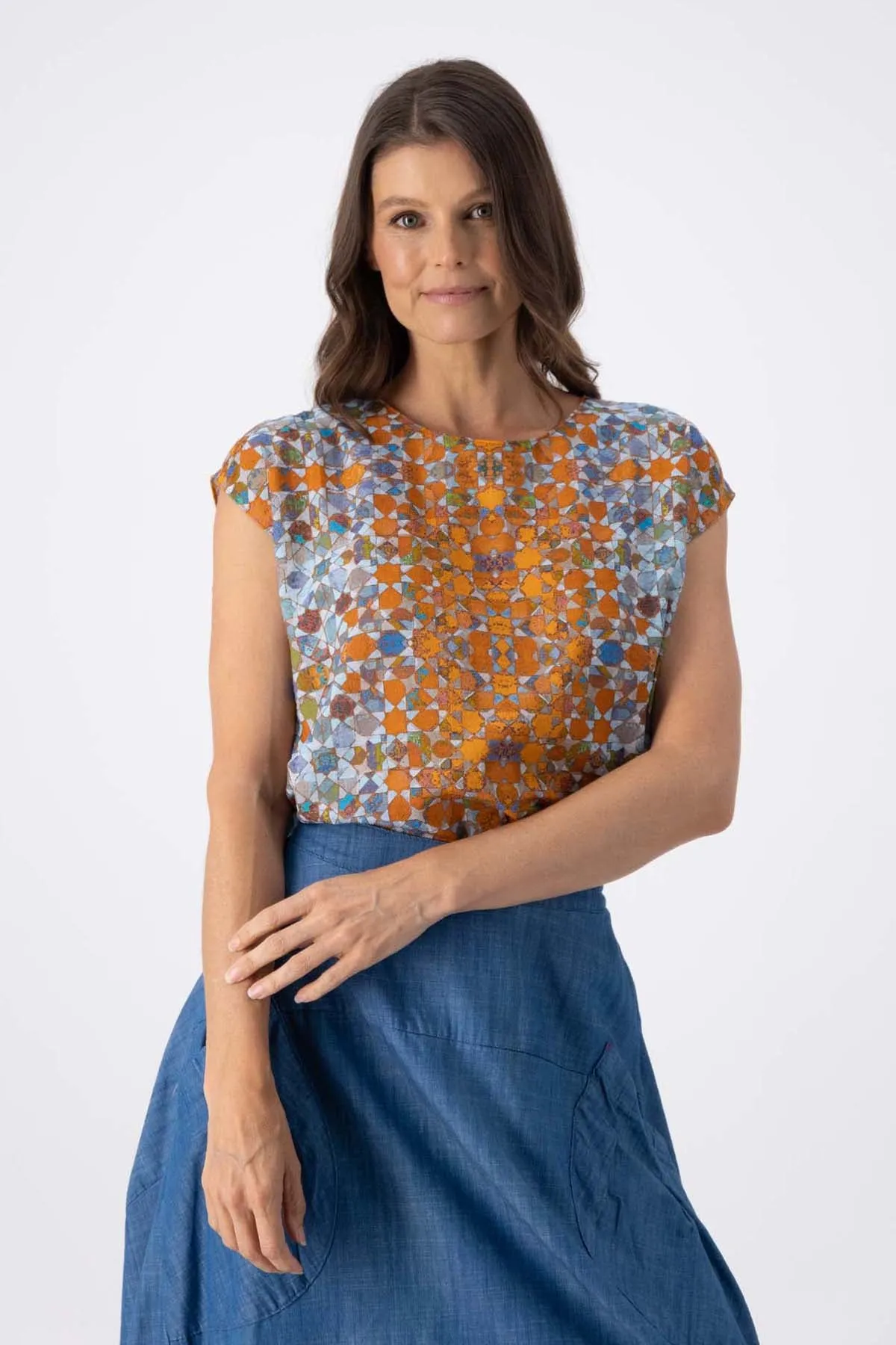 Kaleidoscope Tee Orange in Seersucker