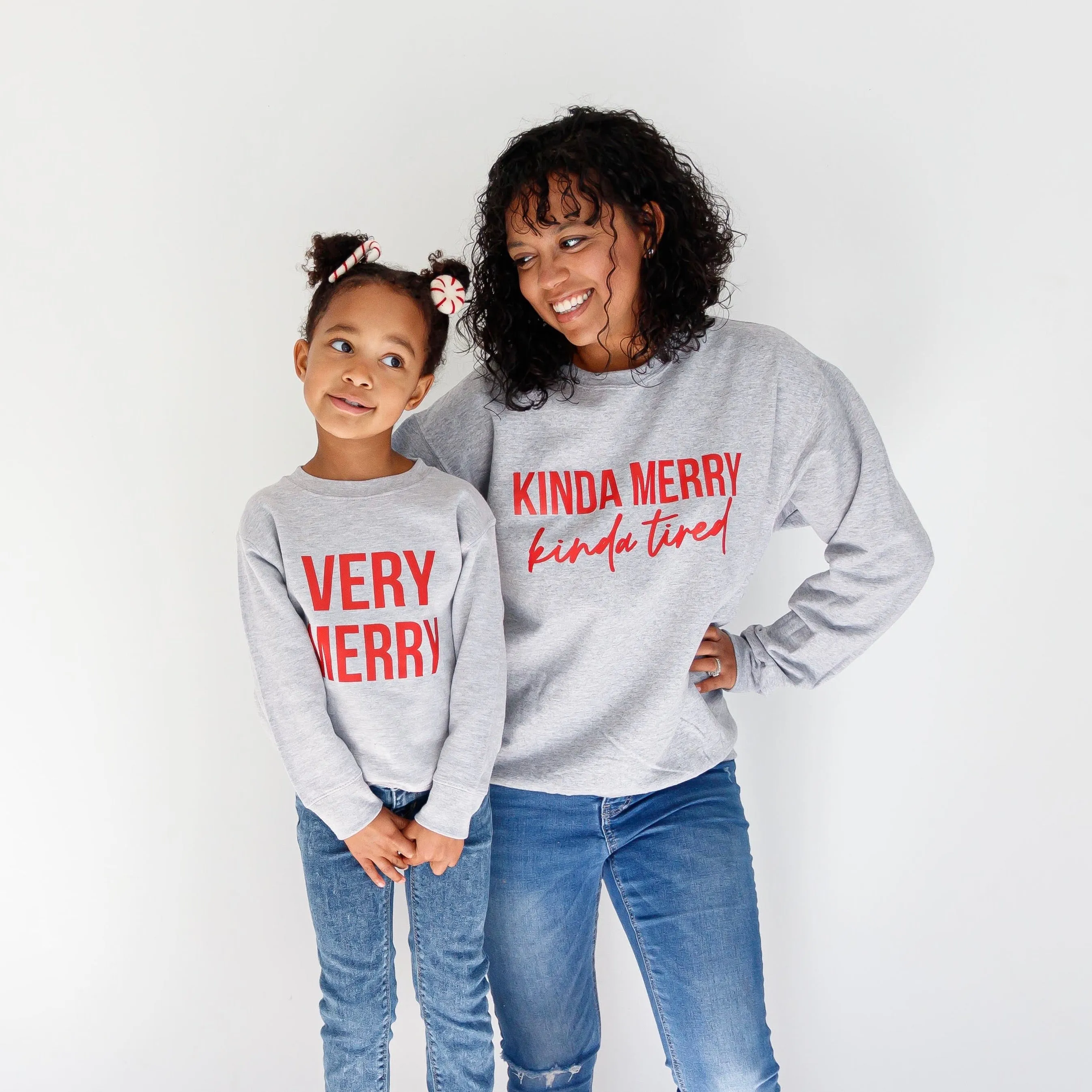 Kinda Merry Kinda Tired | Adult Crewneck Sweatshirt
