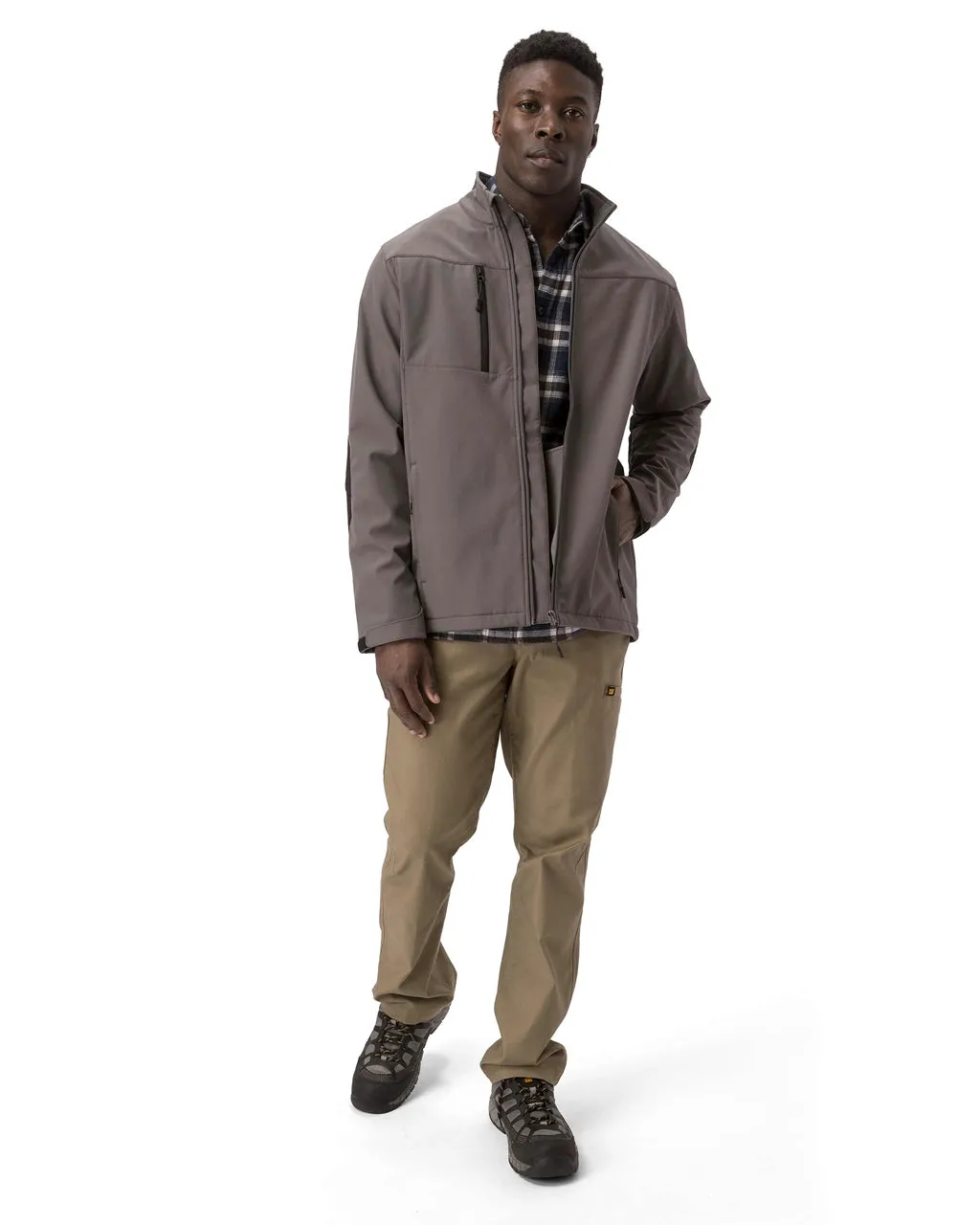 Men's Grid Fleece Bonded Softshell Work Jacket