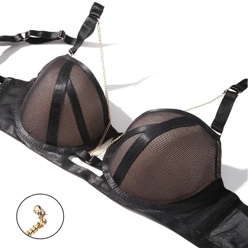 Metal Chain Push-Up Bra Set - Enhance Your Curves & Feel Sexy