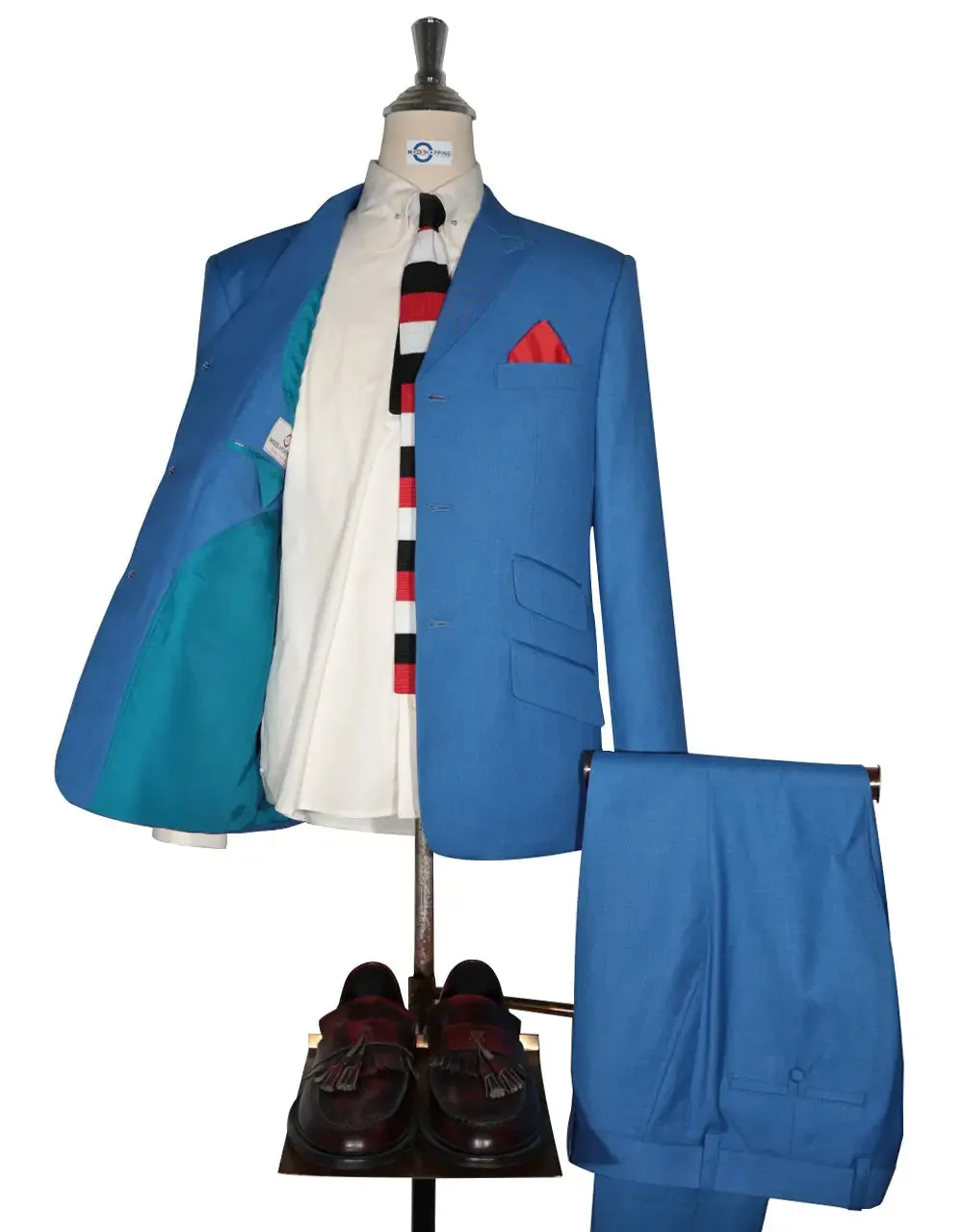 Mod Suit - Deep Sky Blue Sharkskin Suit