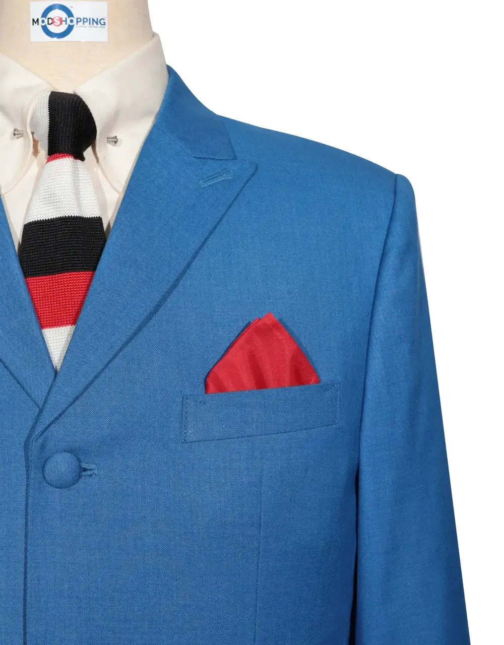 Mod Suit - Deep Sky Blue Sharkskin Suit