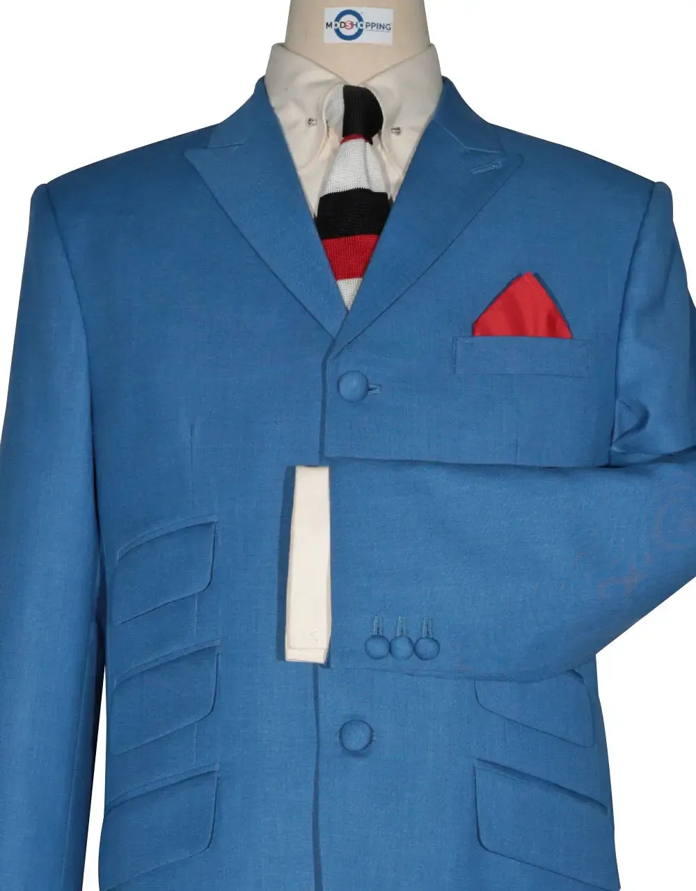 Mod Suit - Deep Sky Blue Sharkskin Suit