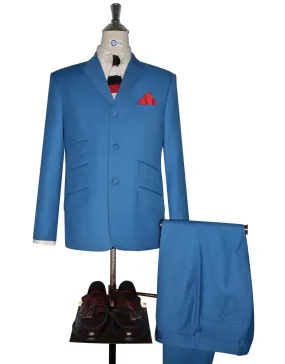 Mod Suit - Deep Sky Blue Sharkskin Suit