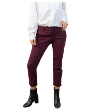 Plum Mid Waist Straight Leg Chinos