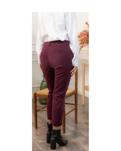 Plum Mid Waist Straight Leg Chinos