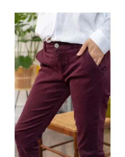 Plum Mid Waist Straight Leg Chinos