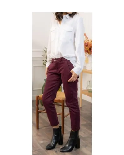 Plum Mid Waist Straight Leg Chinos