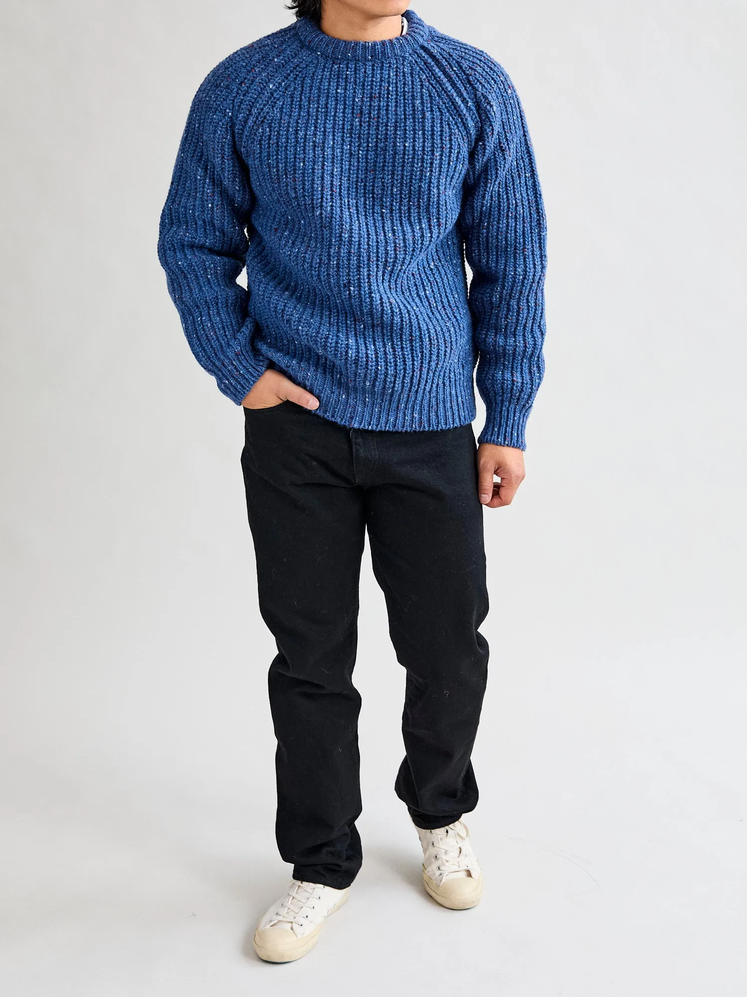 "Taste Of The Future" Wool Knit Sweater in Blue Fantasy