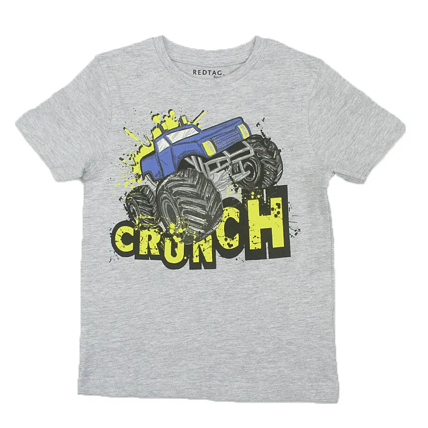 REDTAG Boy's Mid-Grey T-Shirts