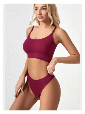 Seamless Comfort Bra Set with Wire-Free Design and Padded Cups
