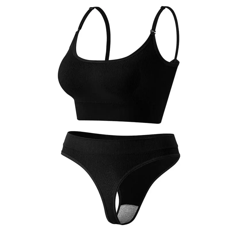 Seamless Comfort Bra Set with Wire-Free Design and Padded Cups
