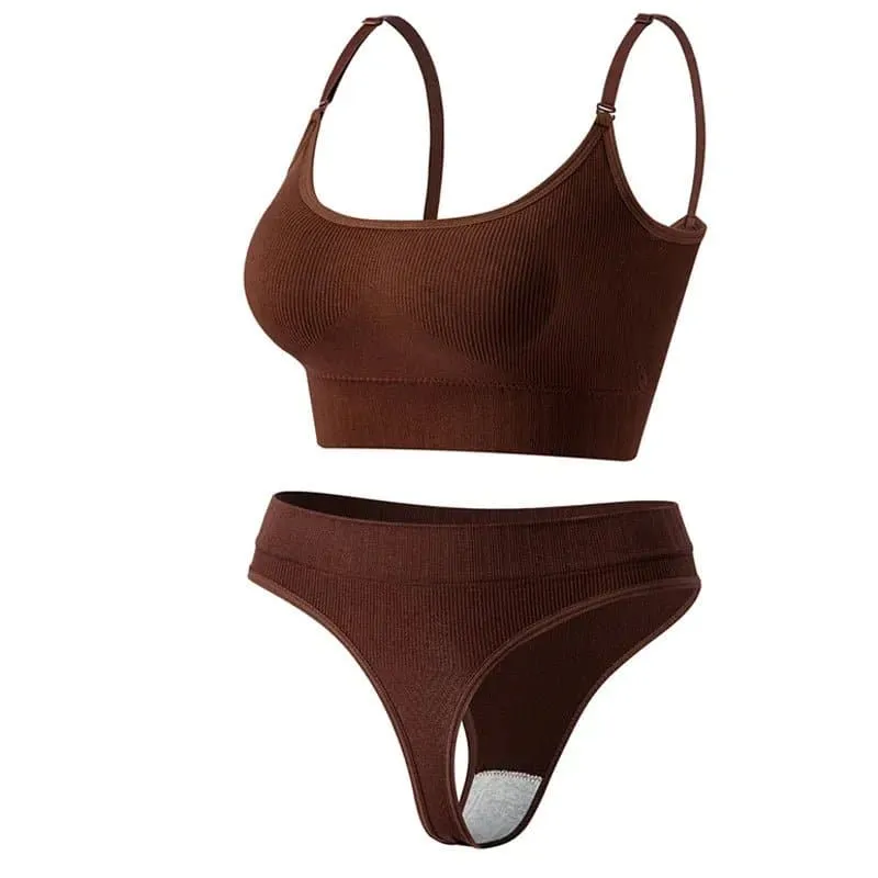 Seamless Comfort Bra Set with Wire-Free Design and Padded Cups