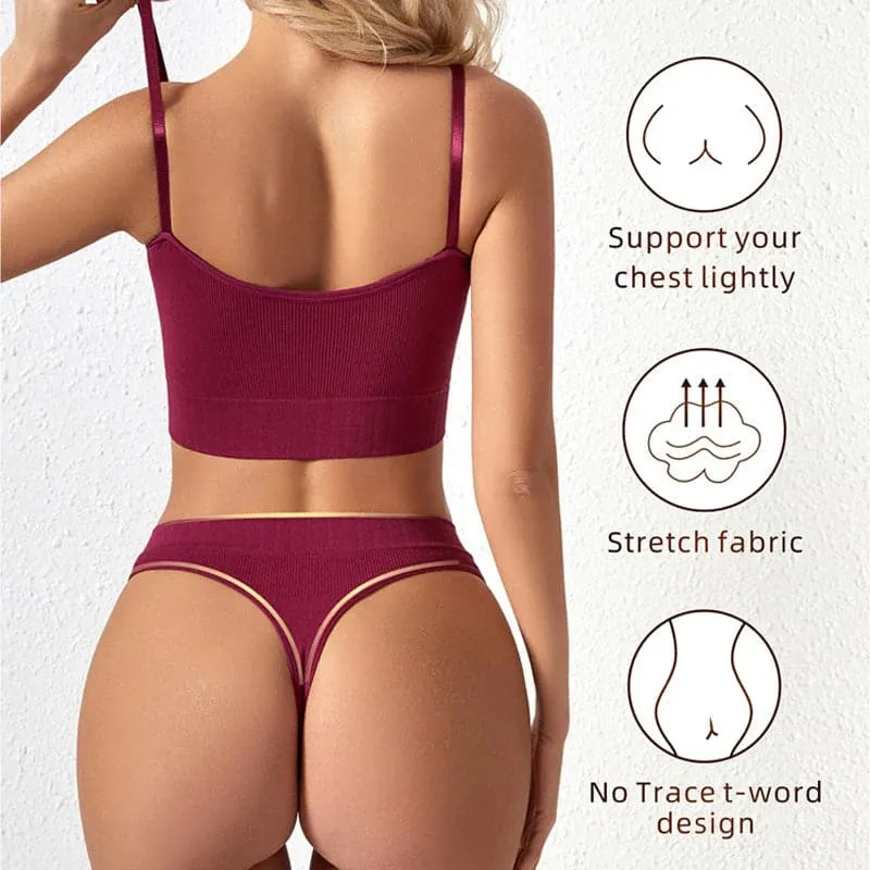 Seamless Comfort Bra Set with Wire-Free Design and Padded Cups