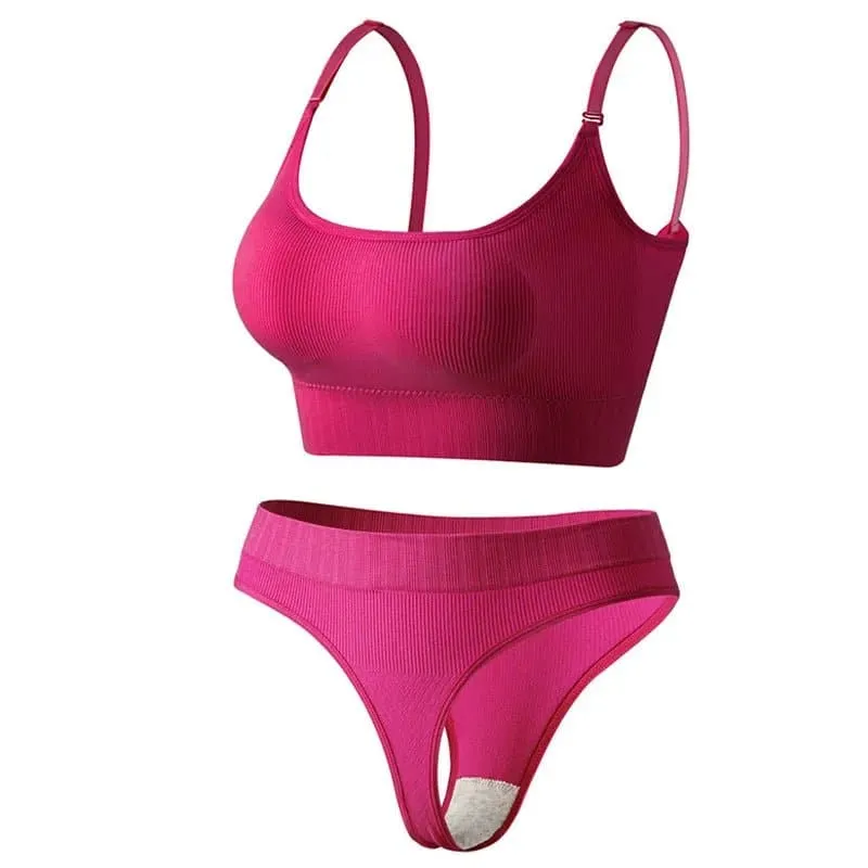 Seamless Comfort Bra Set with Wire-Free Design and Padded Cups