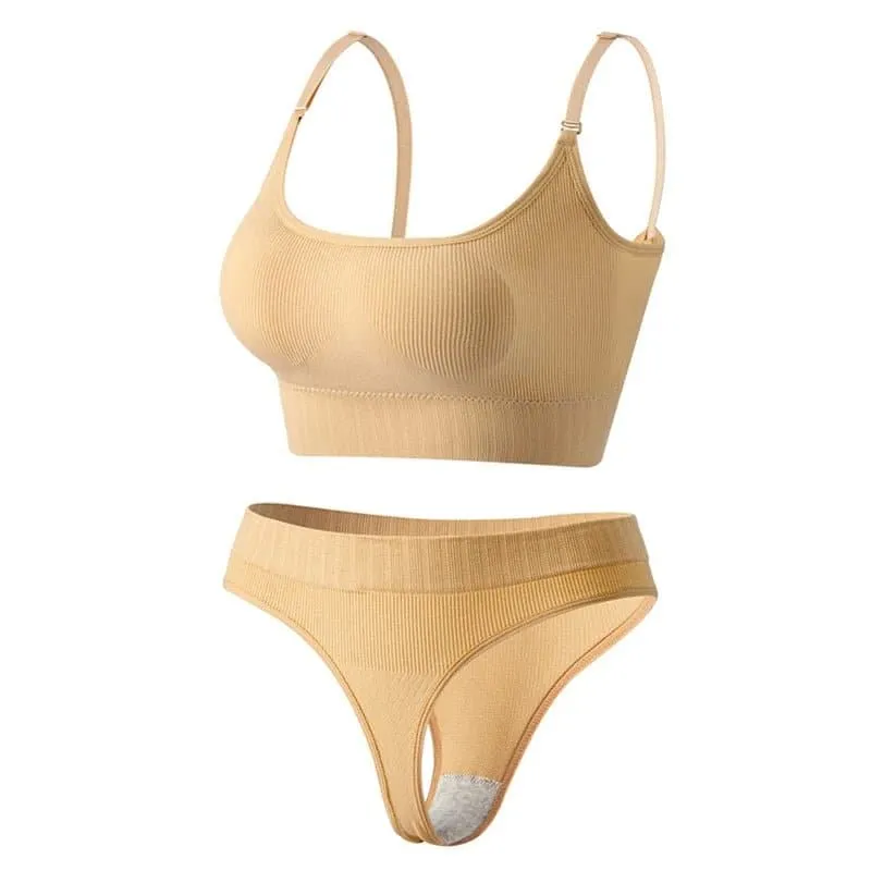 Seamless Comfort Bra Set with Wire-Free Design and Padded Cups