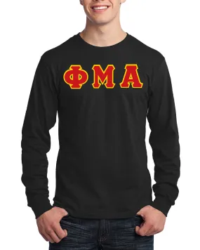 Sewn-On Greek Letter Long Sleeve T-Shirt - Black
