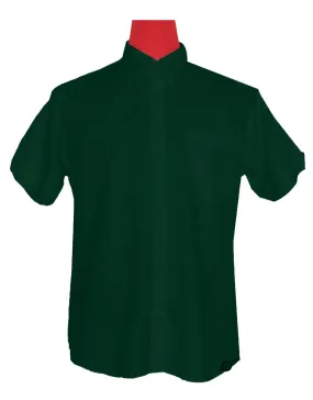 Short-Sleeve Shirt | 60S Mod Style Dark Green Color Shirt For Man