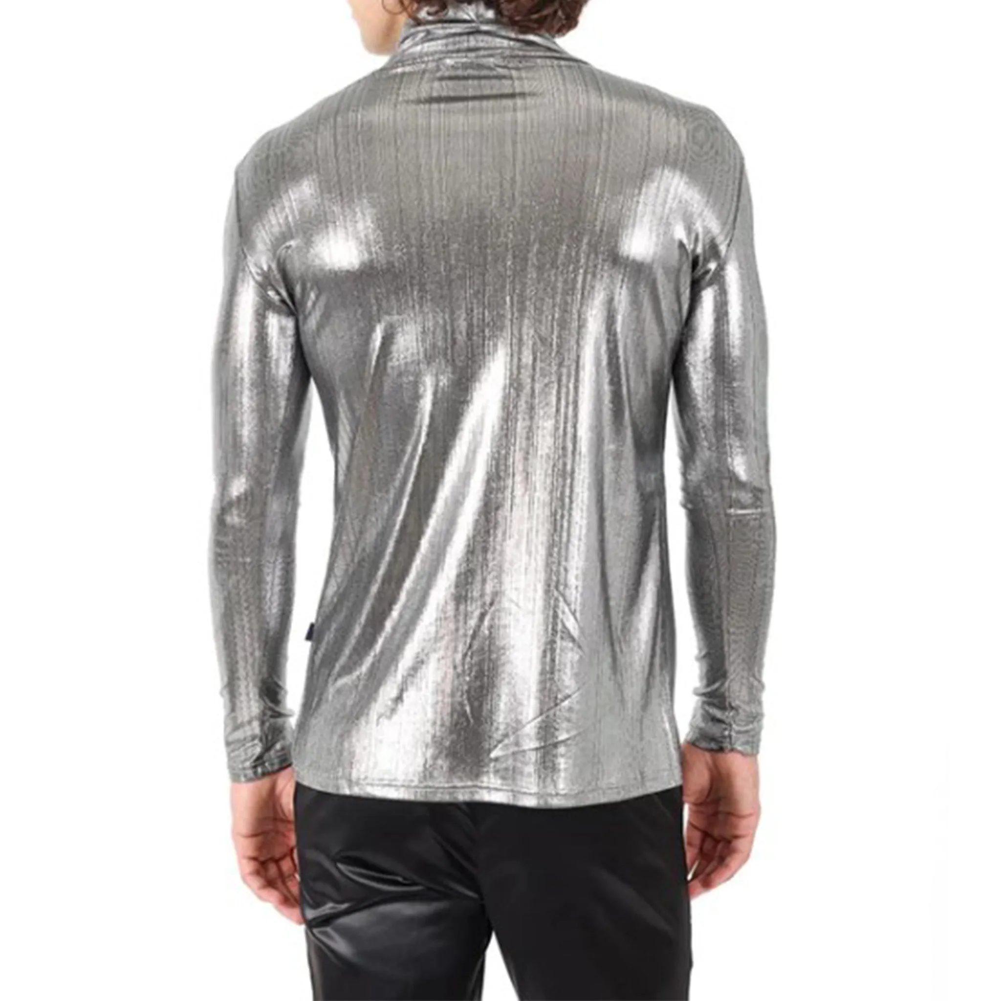 Silver Metallic Turtle Neck Shirt