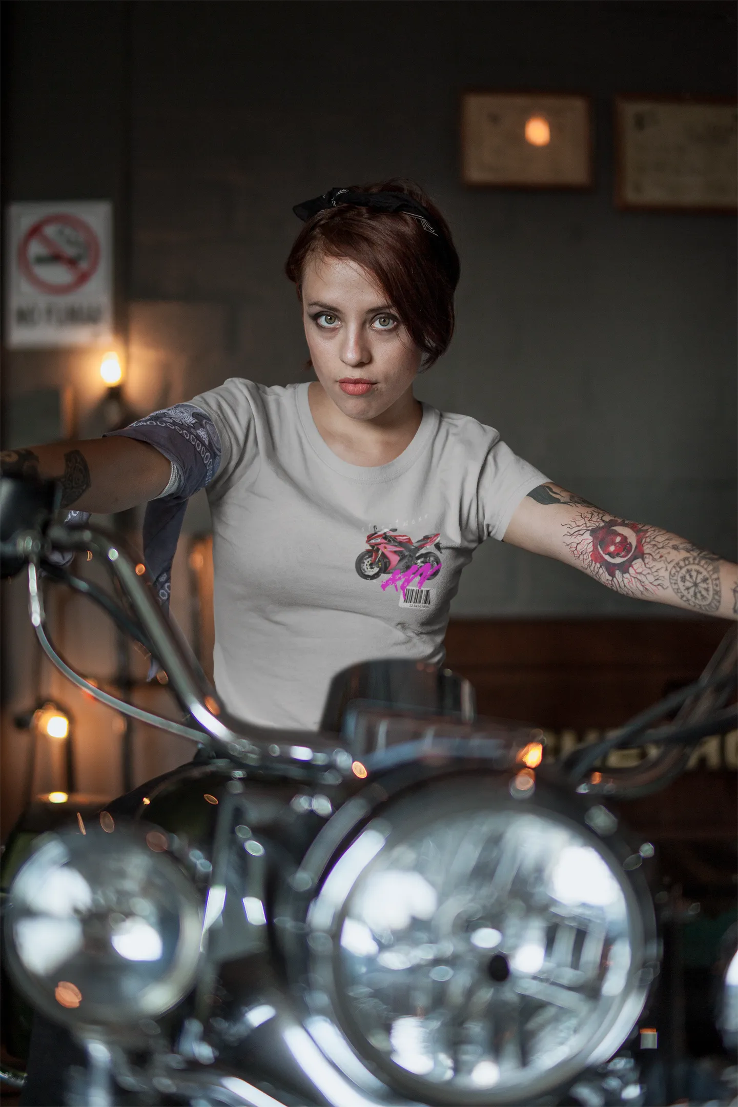 T-shirt Classic Jersey Short Sleeve (Red Motorbike )
