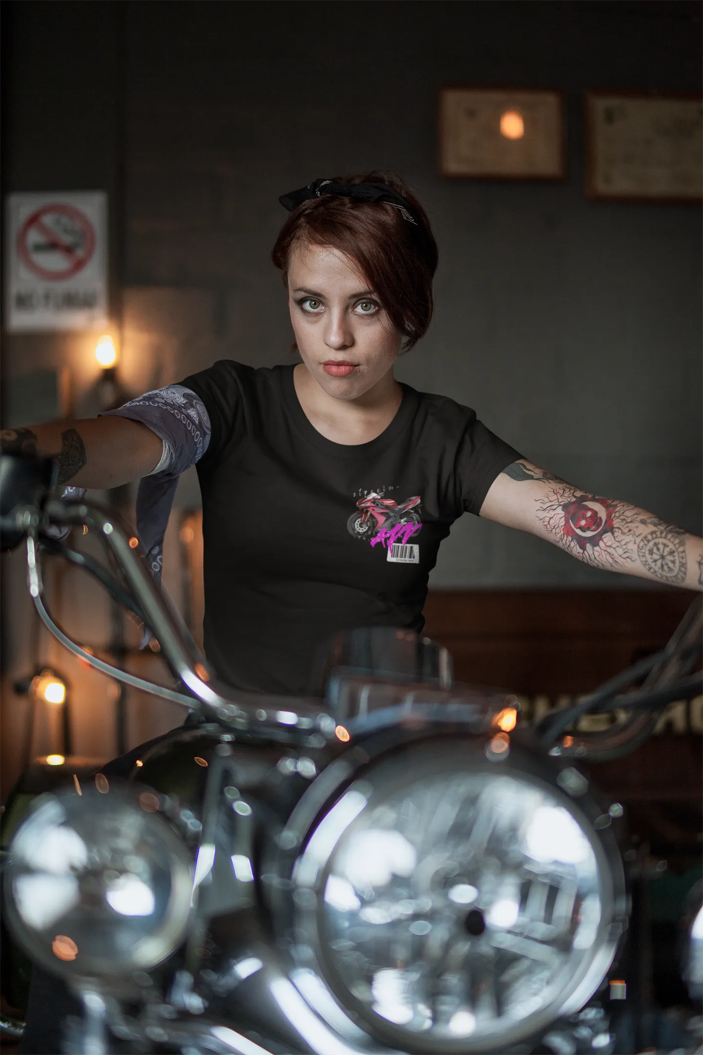 T-shirt Classic Jersey Short Sleeve (Red Motorbike )