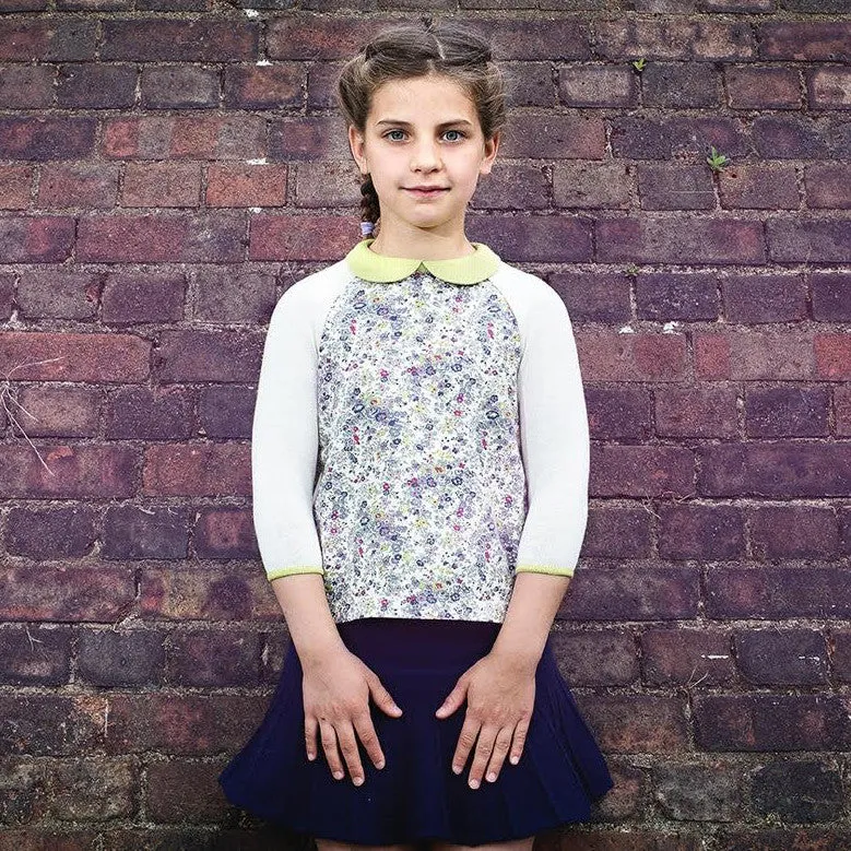 Twiggy - Girls Blouse - Cream and Lime