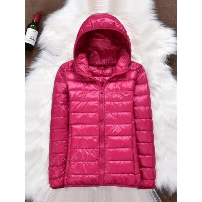 Women Ultralight Thin Down Hooded Jackets
