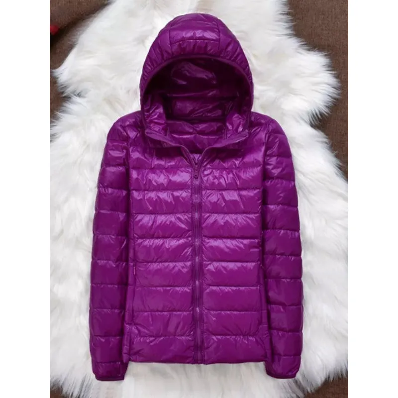 Women Ultralight Thin Down Hooded Jackets