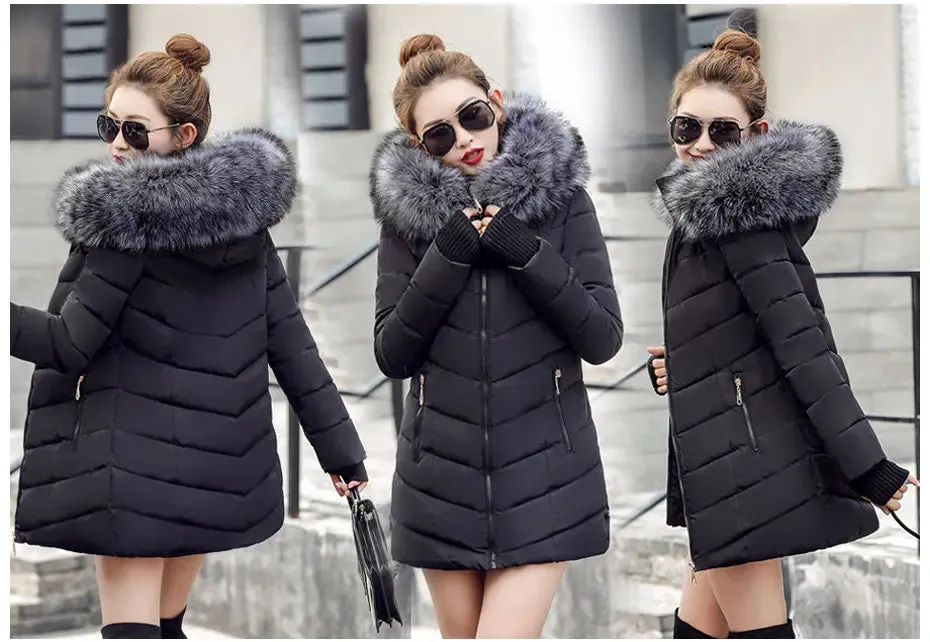 Women Winter Jacket Cotton Padded Warm Thicken Ladies Coat Long Coats