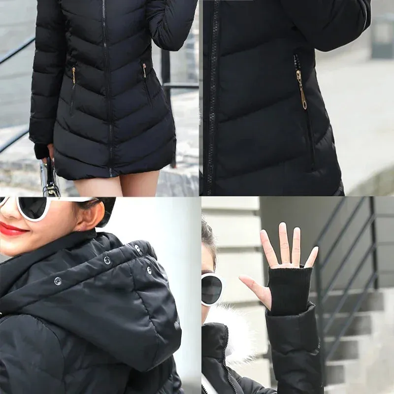Women Winter Jacket Cotton Padded Warm Thicken Ladies Coat Long Coats