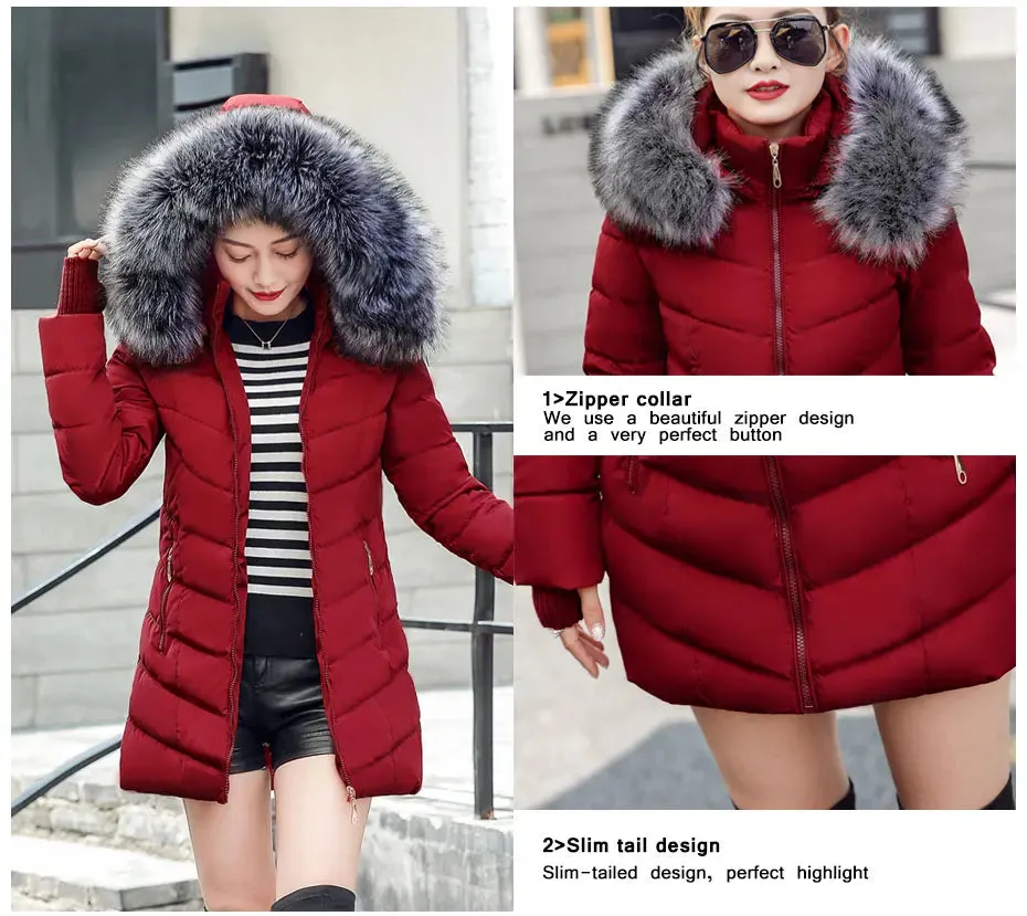 Women Winter Jacket Cotton Padded Warm Thicken Ladies Coat Long Coats