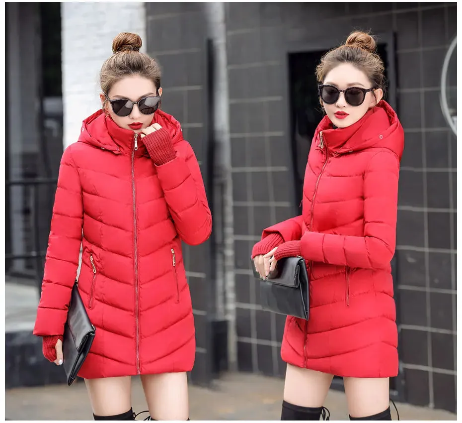 Women Winter Jacket Cotton Padded Warm Thicken Ladies Coat Long Coats