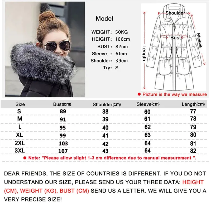 Women Winter Jacket Cotton Padded Warm Thicken Ladies Coat Long Coats