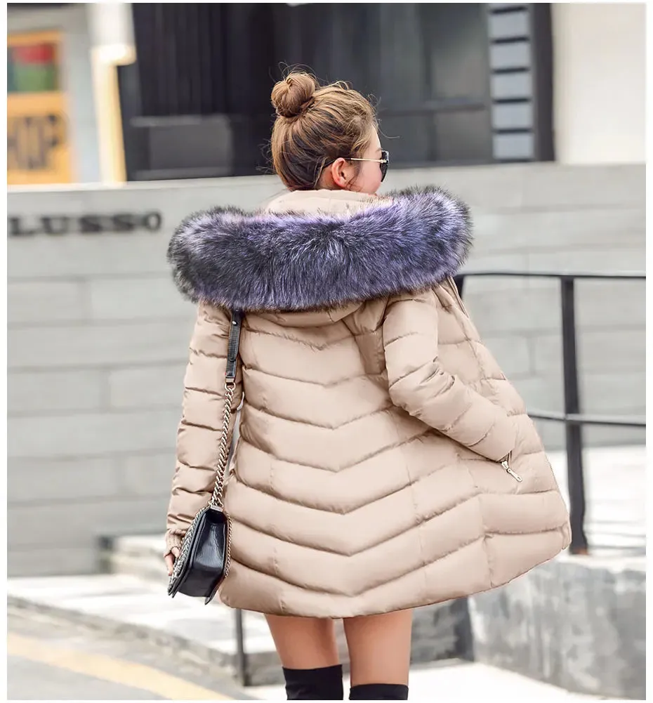 Women Winter Jacket Cotton Padded Warm Thicken Ladies Coat Long Coats