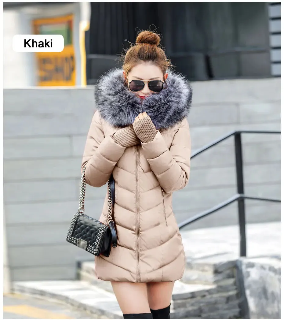 Women Winter Jacket Cotton Padded Warm Thicken Ladies Coat Long Coats
