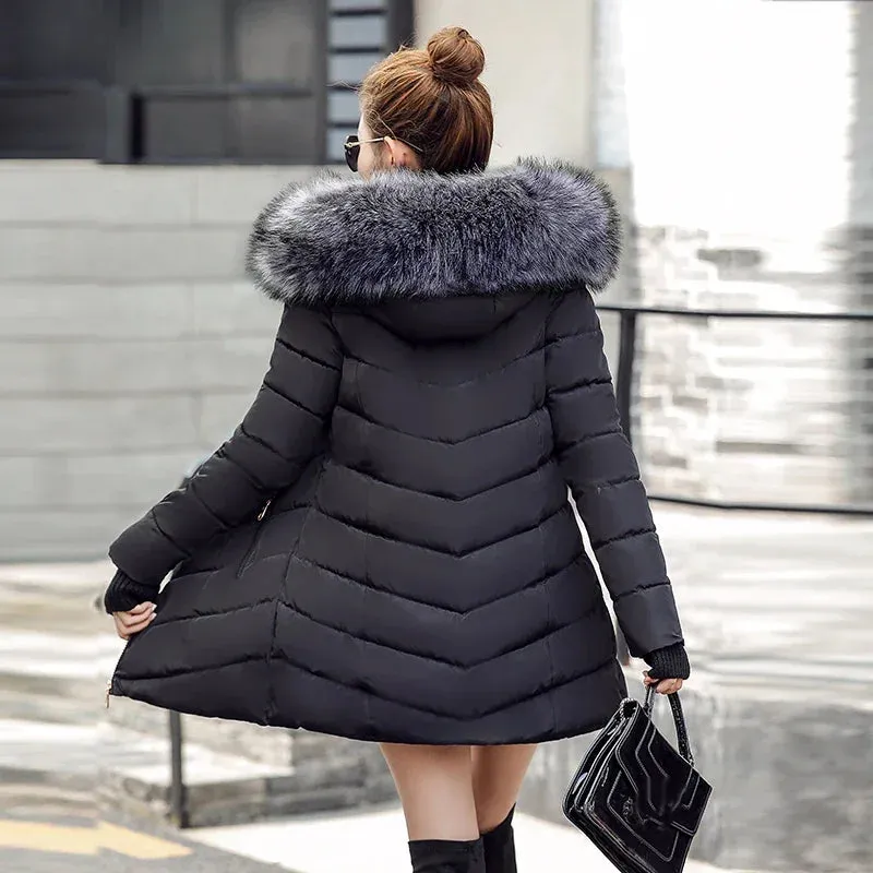 Women Winter Jacket Cotton Padded Warm Thicken Ladies Coat Long Coats