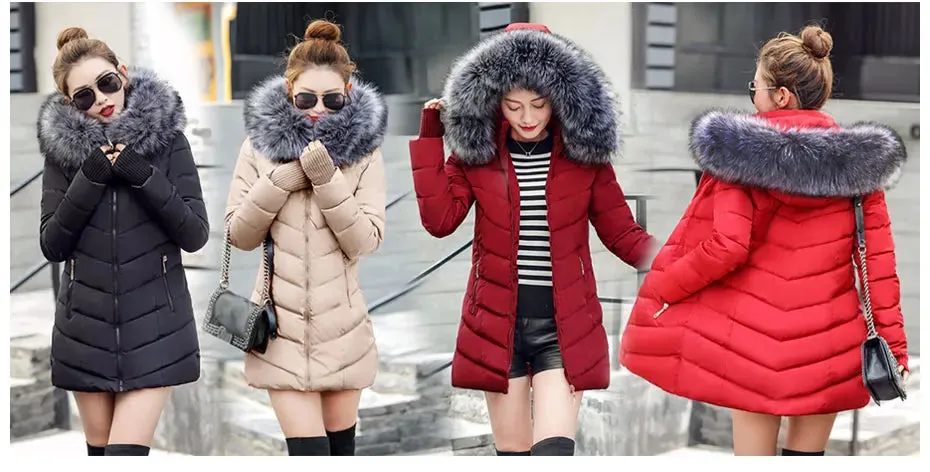 Women Winter Jacket Cotton Padded Warm Thicken Ladies Coat Long Coats