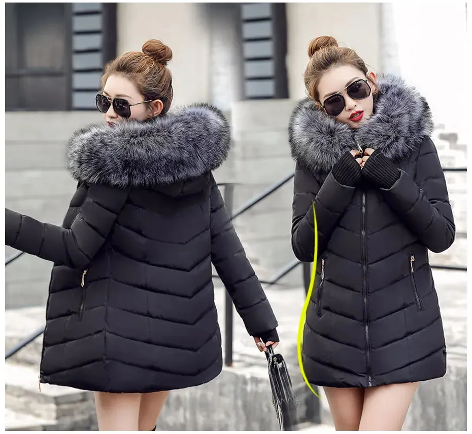 Women Winter Jacket Cotton Padded Warm Thicken Ladies Coat Long Coats