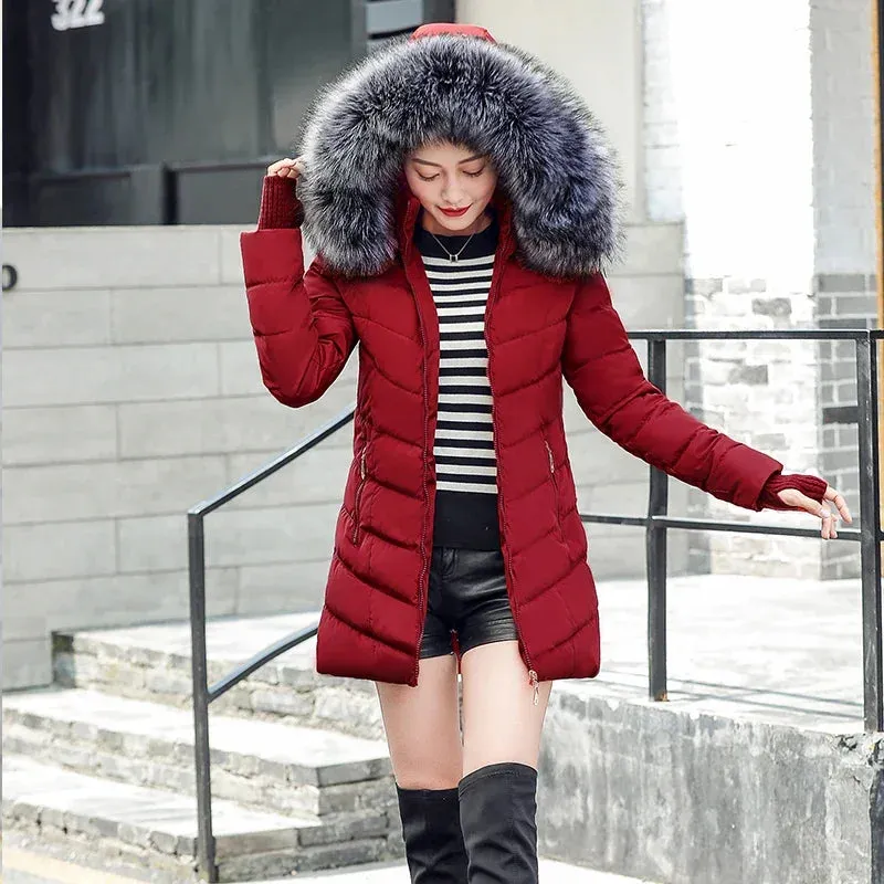 Women Winter Jacket Cotton Padded Warm Thicken Ladies Coat Long Coats