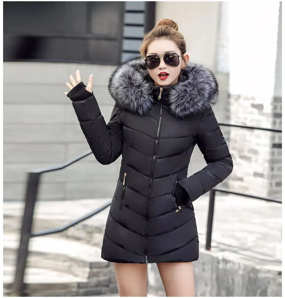 Women Winter Jacket Cotton Padded Warm Thicken Ladies Coat Long Coats