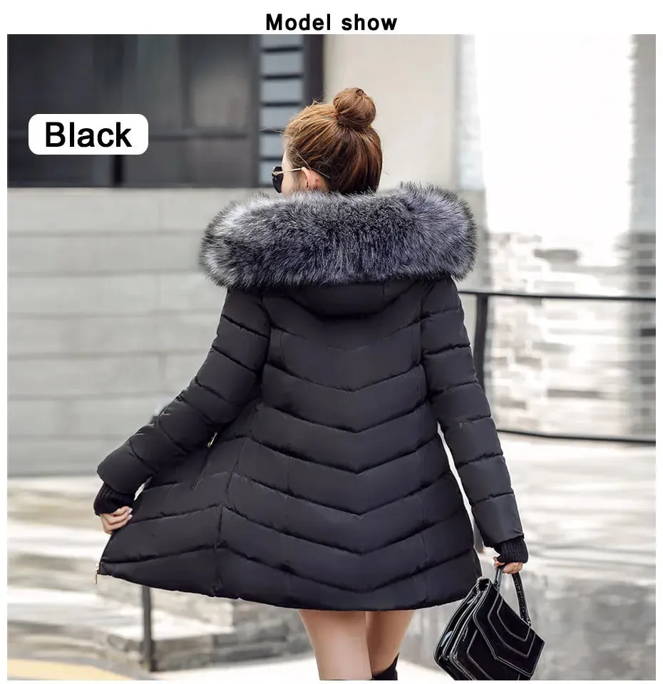 Women Winter Jacket Cotton Padded Warm Thicken Ladies Coat Long Coats