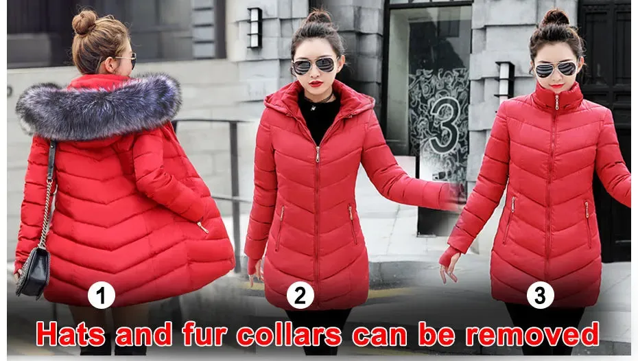 Women Winter Jacket Cotton Padded Warm Thicken Ladies Coat Long Coats