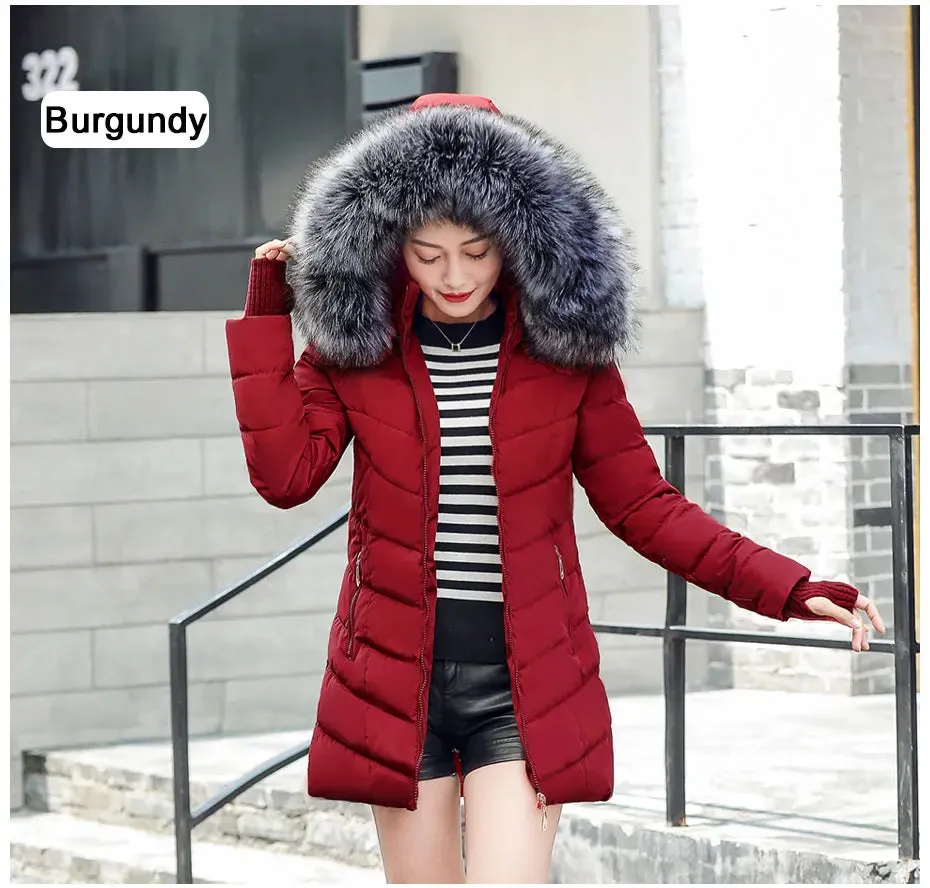 Women Winter Jacket Cotton Padded Warm Thicken Ladies Coat Long Coats