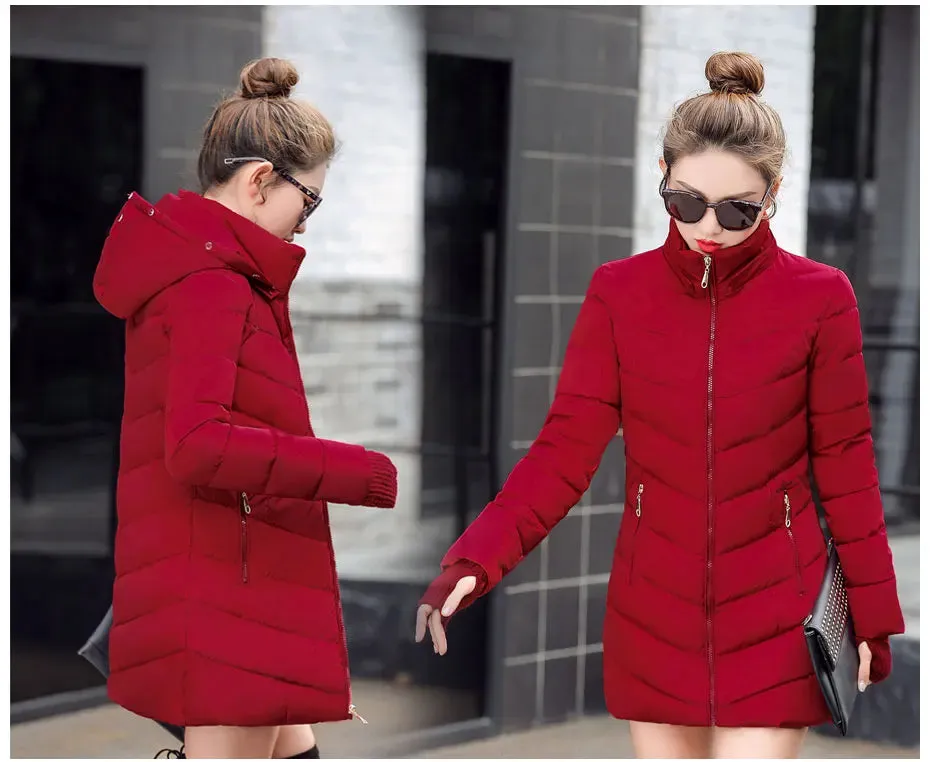 Women Winter Jacket Cotton Padded Warm Thicken Ladies Coat Long Coats