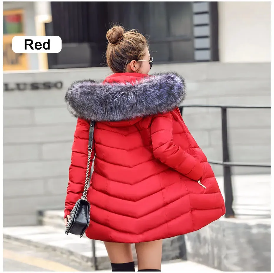 Women Winter Jacket Cotton Padded Warm Thicken Ladies Coat Long Coats
