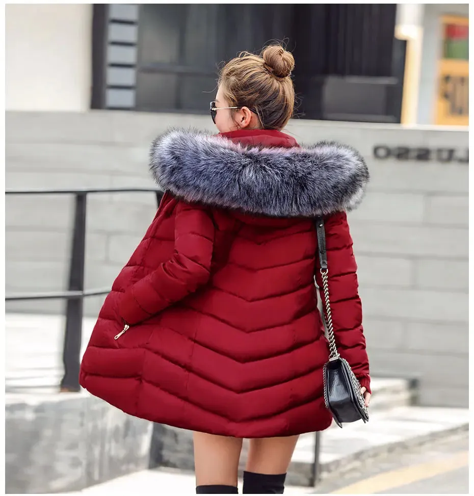 Women Winter Jacket Cotton Padded Warm Thicken Ladies Coat Long Coats