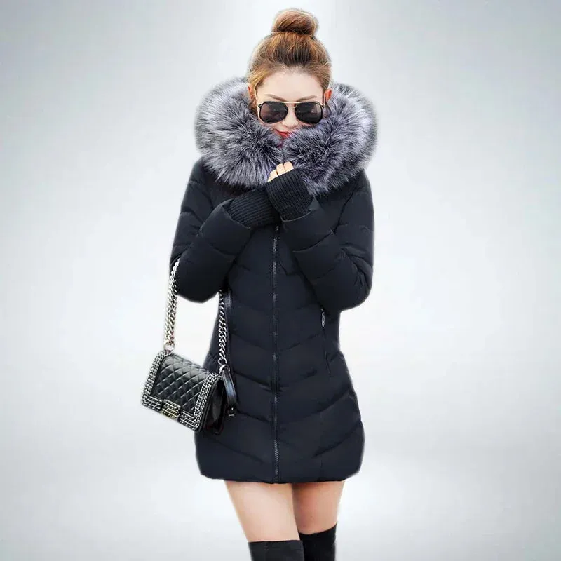 Women Winter Jacket Cotton Padded Warm Thicken Ladies Coat Long Coats